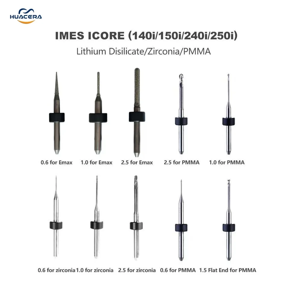 

Imes Icore D3 140i/150i/240i/250i milling bur For Cad Caｍ Zirconia PMMA Milling Cutters For Dental Lab dentistry 0.6/1.0/2.5