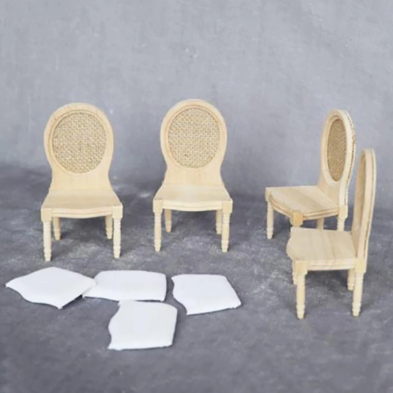 1Set Puppenhaus Miniatur Holz Stuhl 1/12 Mini Puppe Möbel Unbemalt Esszimmer Stuhl Puppe Haus Dekor Zubehör