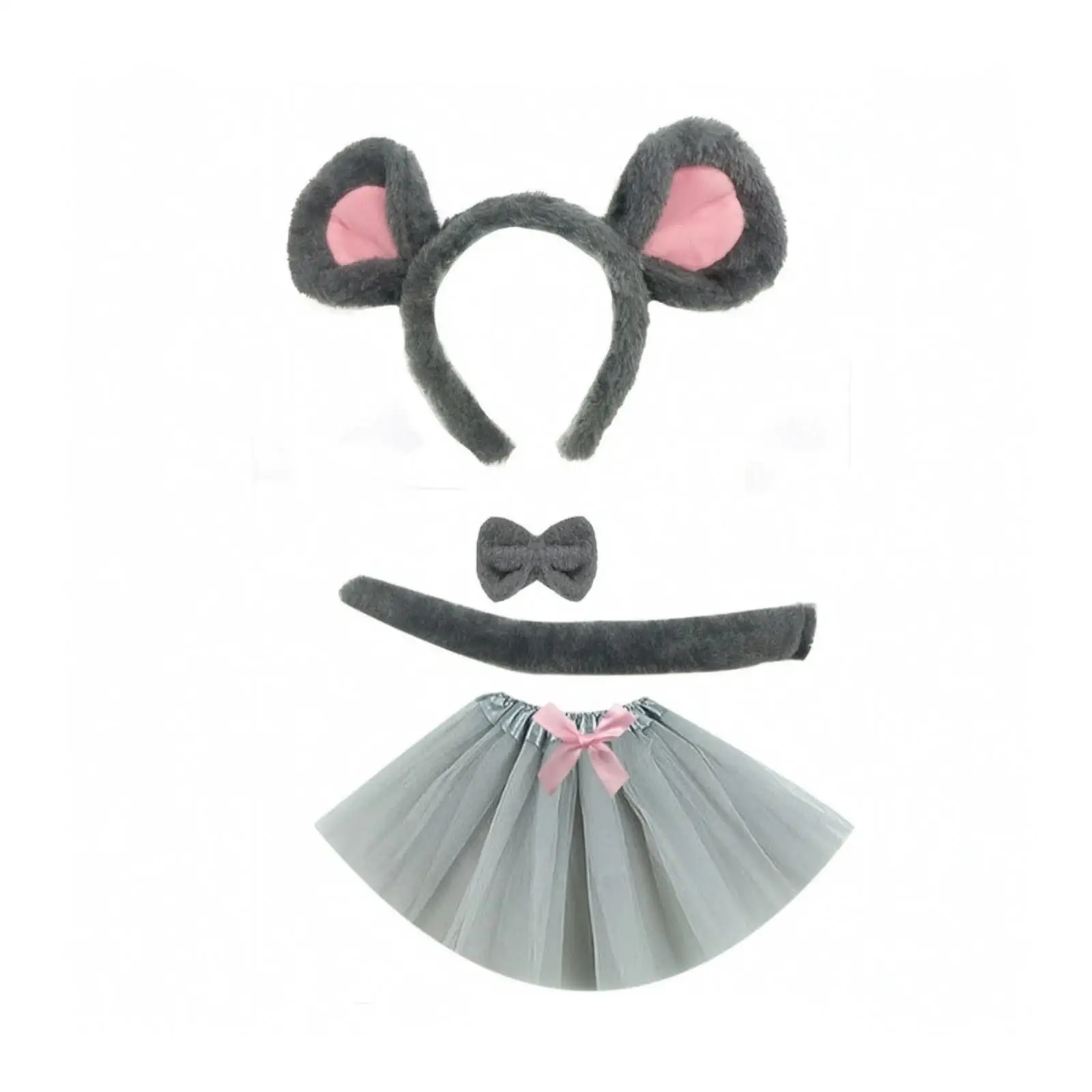 Soft Plush Animal Ear Headband Tutu Skirt Costume Set for Kids Girls Dance Stage Performance Fancy Party