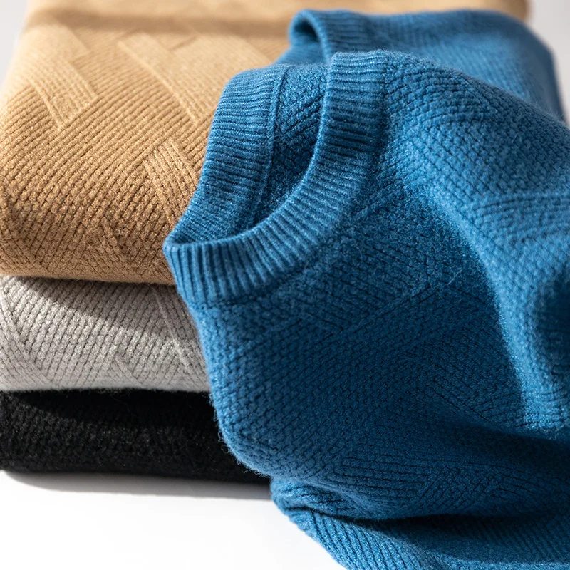 

Men's Knitted Wool Camere Sweater round Ne Thiened Loose Winter Faion Casual Wear Big Size Knitwear Base Layer Top