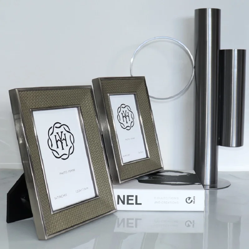 Luxurious Woven Leather Picture Frame Stylish Tabletop Display for Living Room Home Office Décor Elegant Photo Frame
