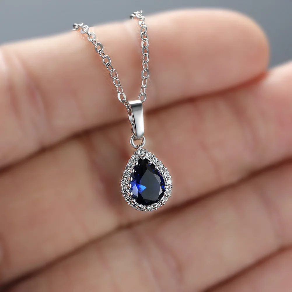 

Ожерелье с подвеской в форме капли из натурального черного камня и серебра 925 пробы для женщин, модные украшения с камнем по месяцу рождения, Colar de Prata