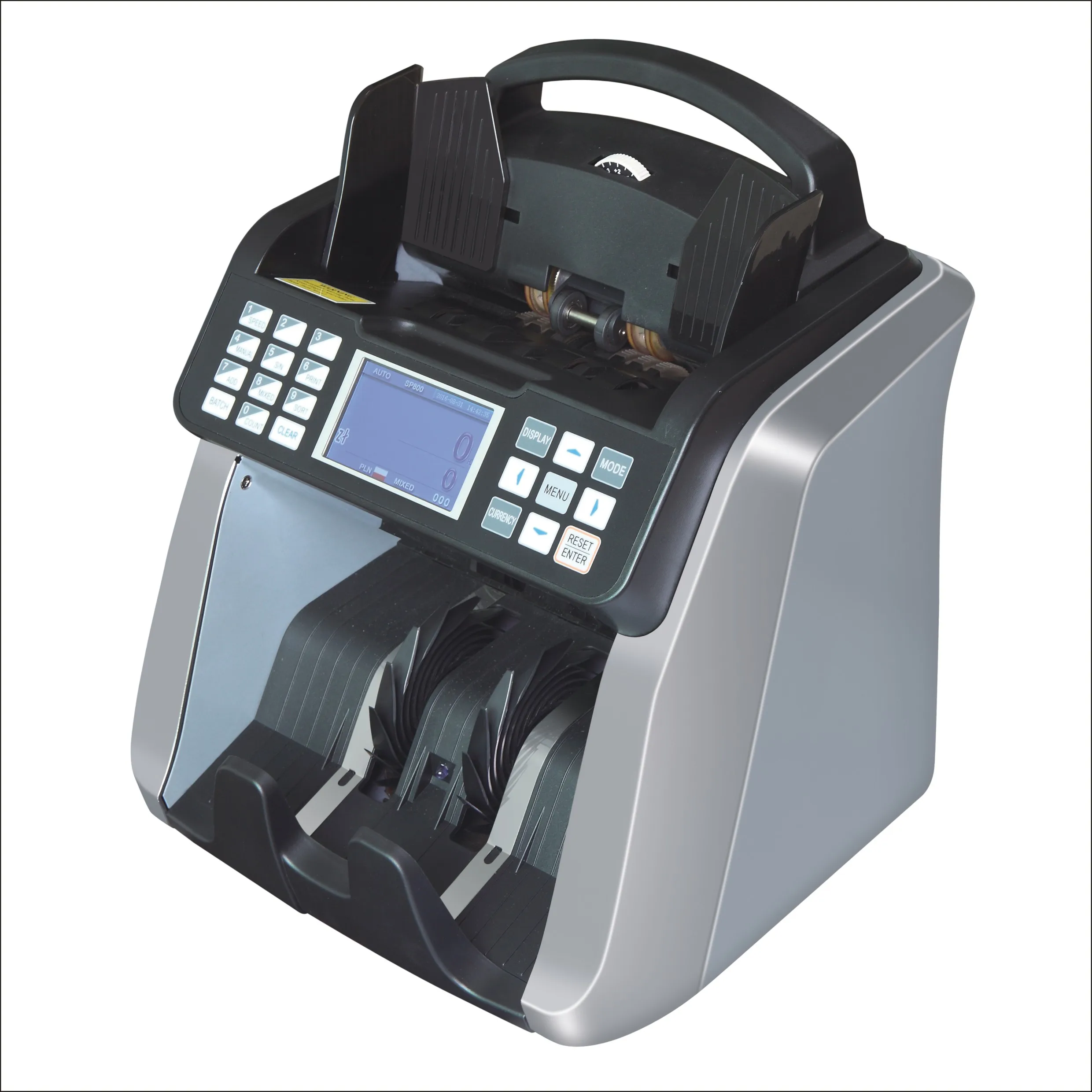 

Multi-National Currency Banknote Counting Machine Front Loading Mixed Denomination Cash Counting Machine