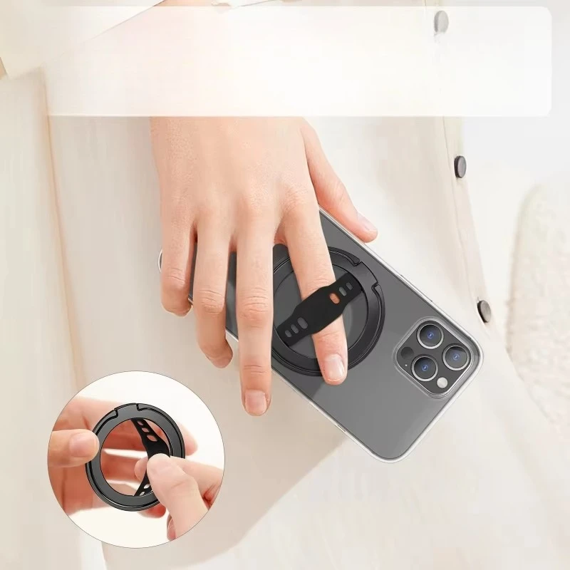 Compatible with  Wireless Charging Phone Grip Stand with Silicone Finger Strap Removable Magnetic Ring Holder