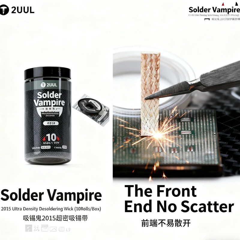 

2UUL DW15 10 Rolls/Box Desoldering Wick Solder Wire, Ultra High Density Tin Removal for Motherboard PCB BGA Soldering Tools