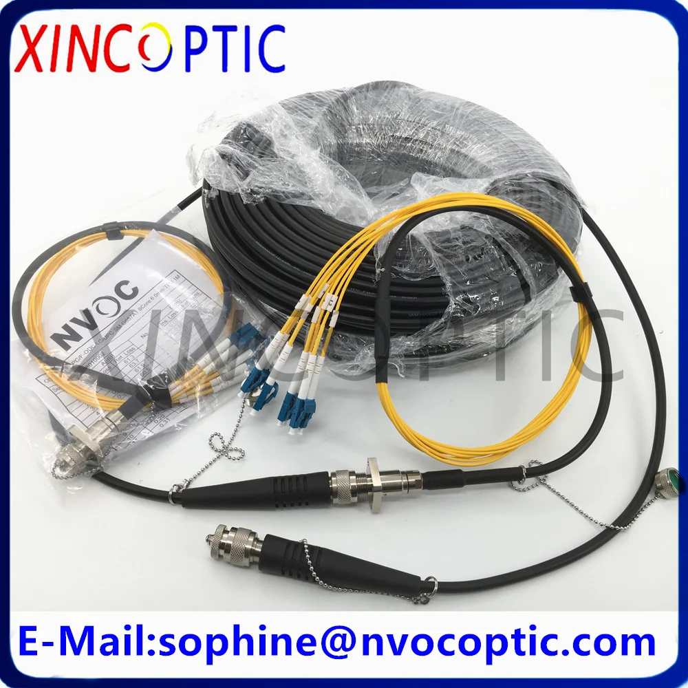 

50/100/200M,SM,8C,G657A1,6.0mmTPU Armored Black 8F ODCMPO Male Plug Round Connector Fiber Optic Patch Cord Cable Without Reel