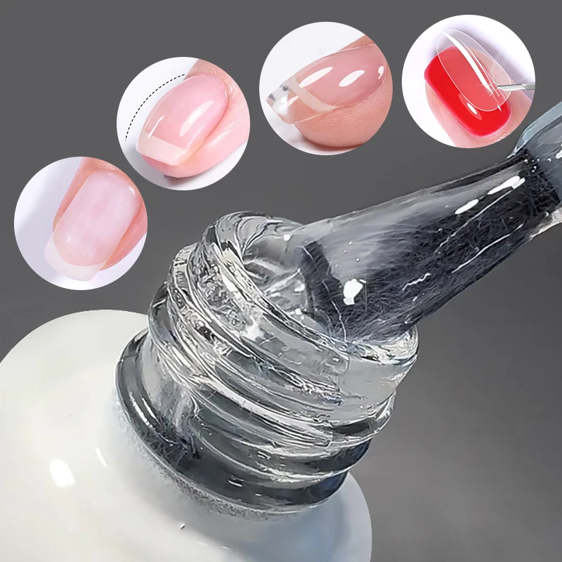 BOZLIN 15ML Fiber Rubber Base Gel For Broken Nail Repaired Fiberglass Clear Quick Building Soak Off  UV Construction Gel Varnish