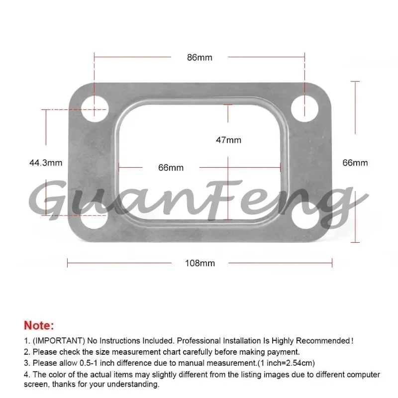 T3 Turbo Flange Gasket, 4-Bolt Turbocharger Gasket for T3 T34 T35 T38 GT35 GT35R, Auto Modification Parts