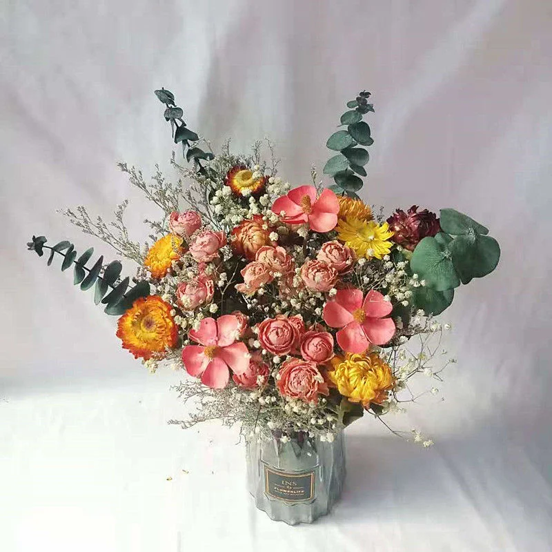 

Настоящие натуральные сухие цветы ручной работы «сделай сам», неувядающие цветы 45 см, свадебные букеты, композиция, подарки