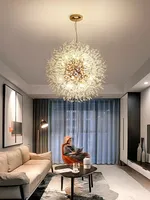 Modern Crystal Dandelion LED Chandelier Lighting Living Dining Room Bedroom Bar Lighting Firefly Spark Ball Pendant Lamp