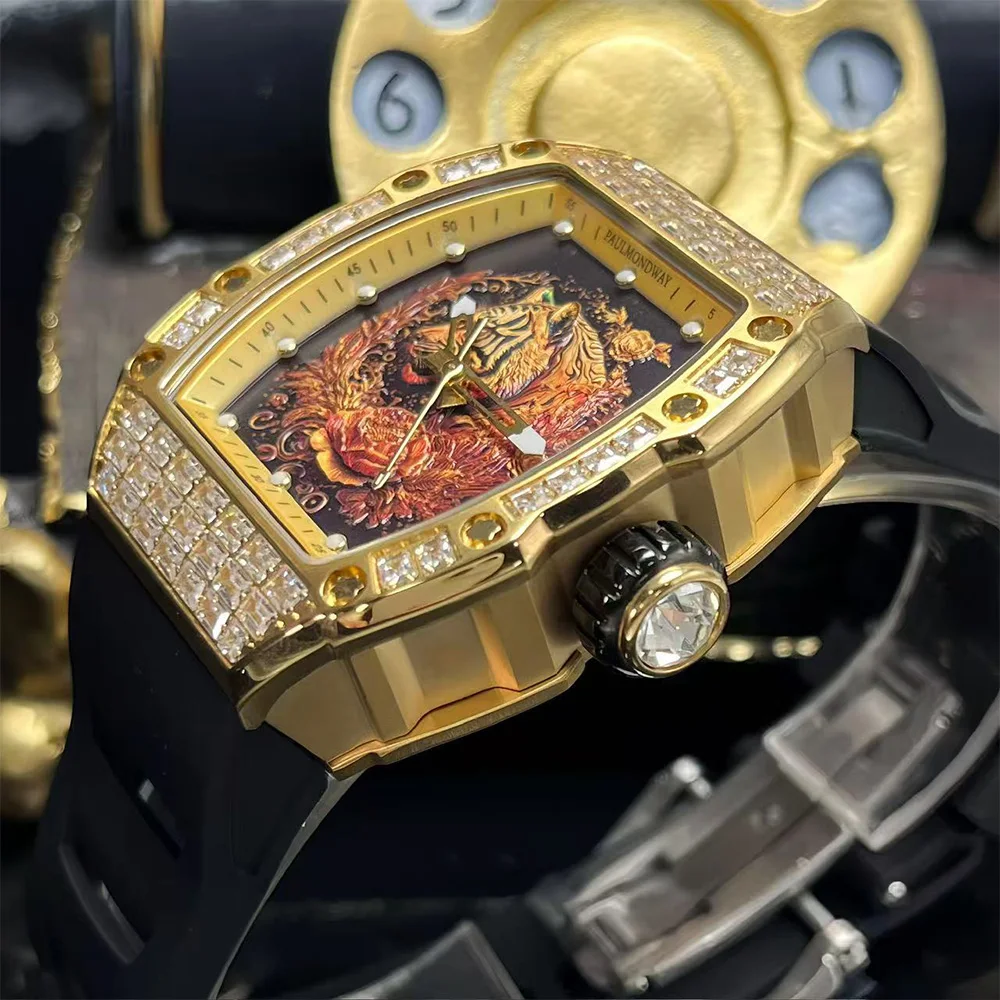 The new MIYOTA8215 automatic movement men's watch is a luxurious tiger-style dial mechanical watch specially designed for men