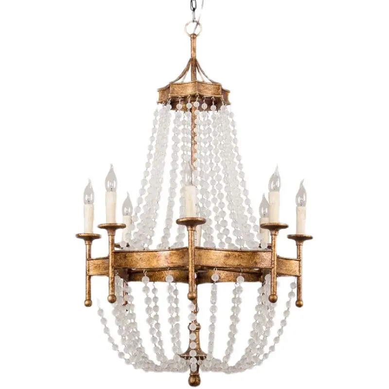 French retro homestay living room dining room light American personalized soft furnished bedroom crystal chandelier