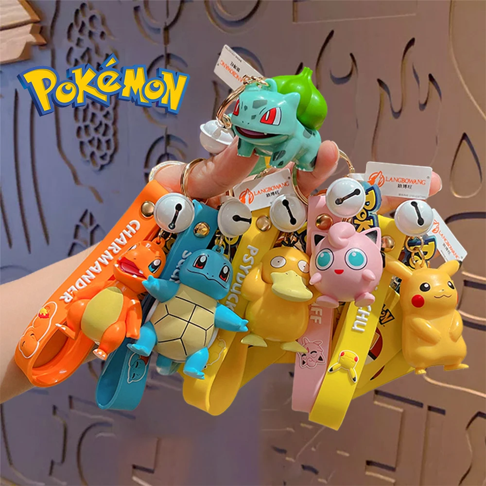 Pikachu pokemon Anime portachiavi Action Figure Psyduck Charmander Snorlax Squirtle Bag portachiavi ciondolo regali di compleanno llaver Toys