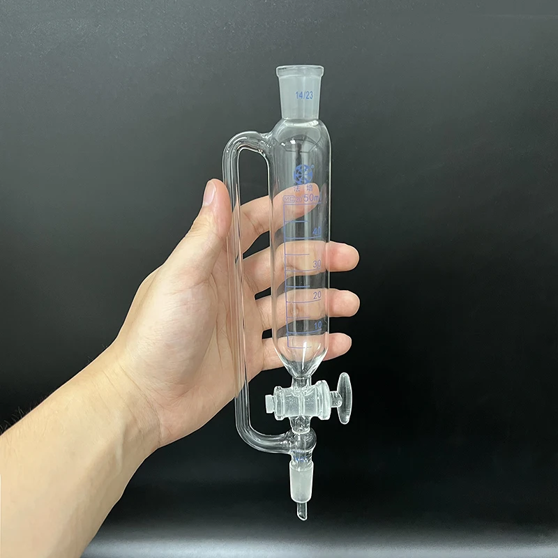 FAPE Separatory funnel constant pressure cylindrical shape, Standard ground mouth 50mL100mL250mL, Joint 14/23,Glass switch valve