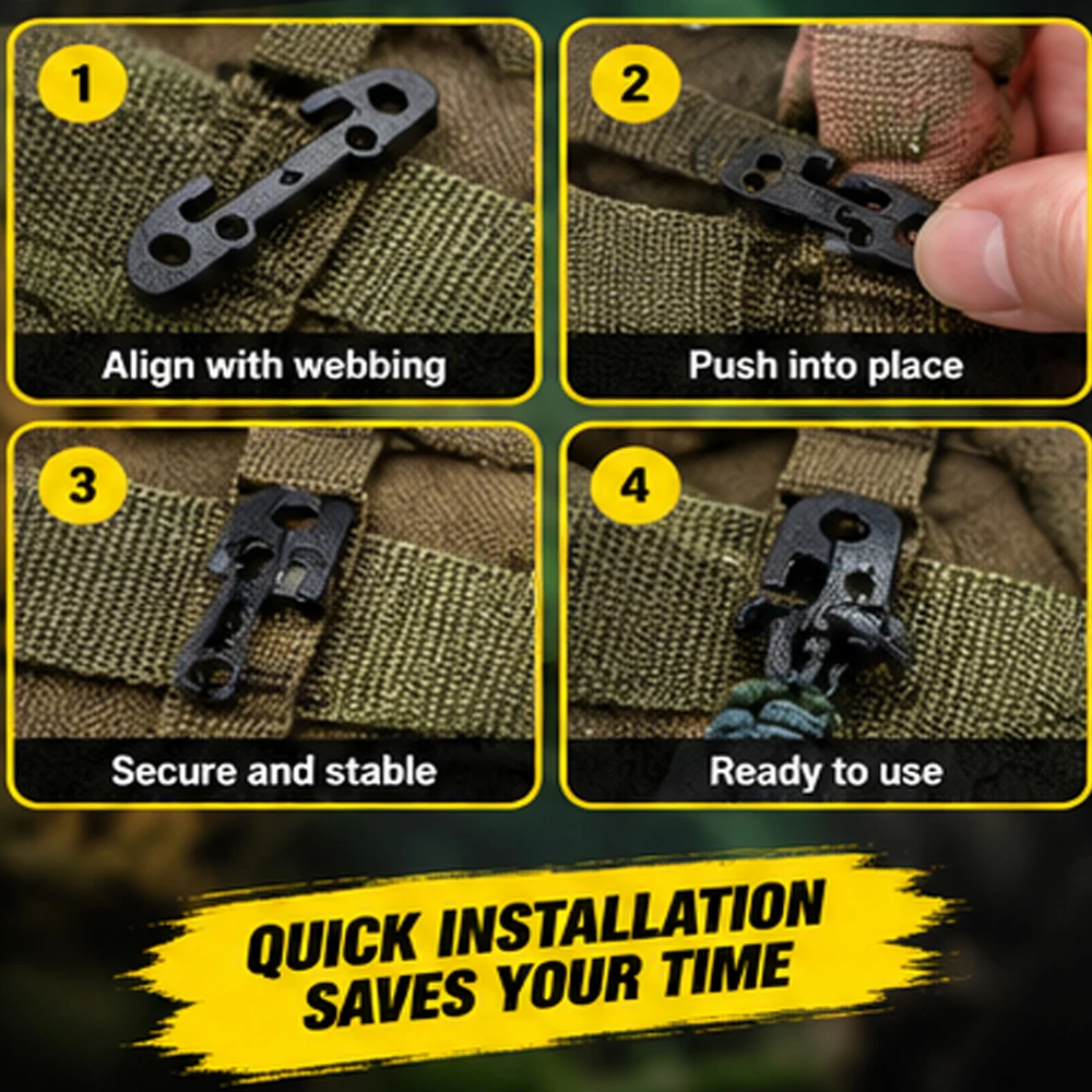 MOLLE Backpack Webbing Clip Tactical Strap Hanger Hook Clamp EDC Gear Attachment Buckle Multipurpose Carabiner Holder Backpack