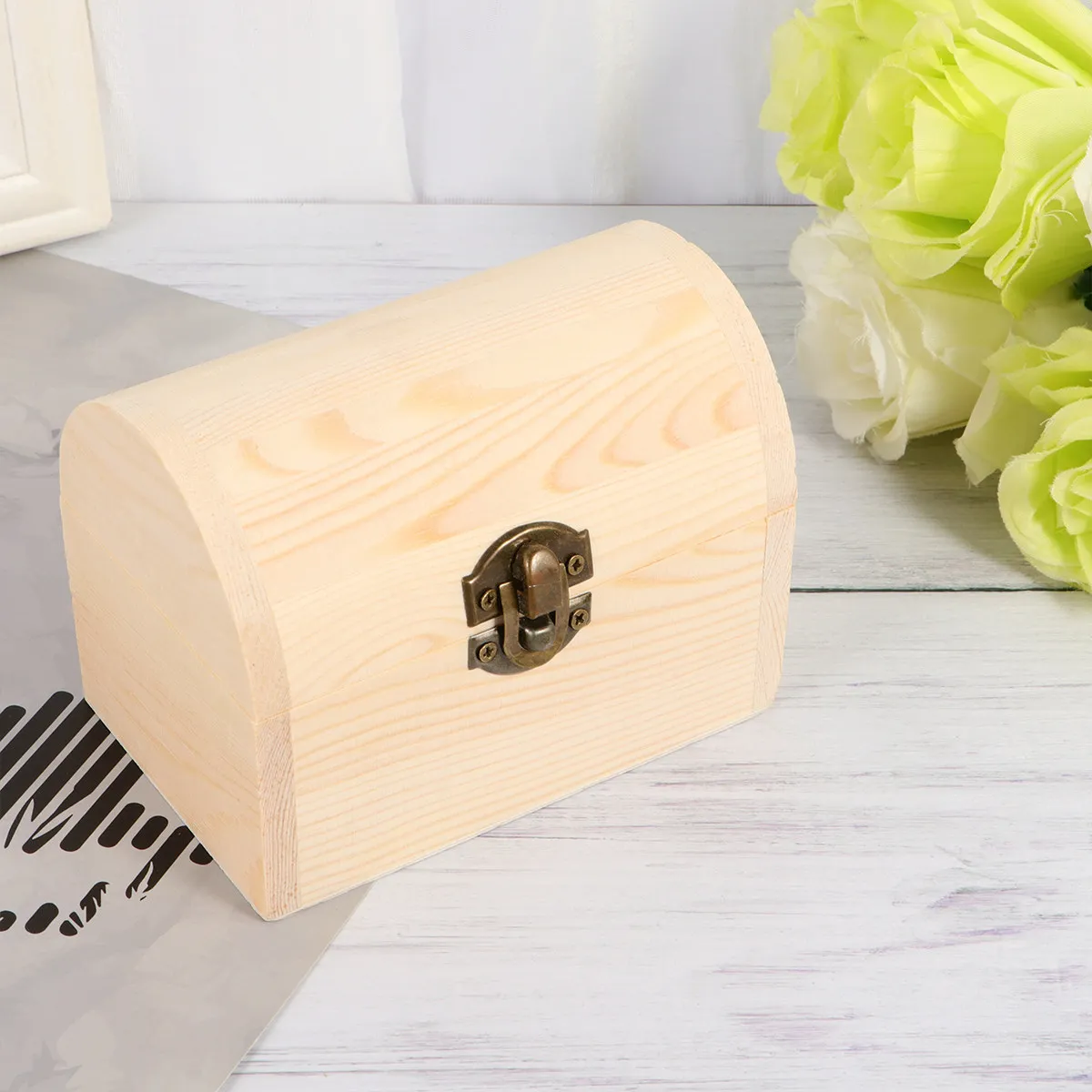 Wooden Jewelry Box Retro Design Handcrafted DIY Jewelry Storage Container Small Trinket Case for Earrings Rings Beads Organizer