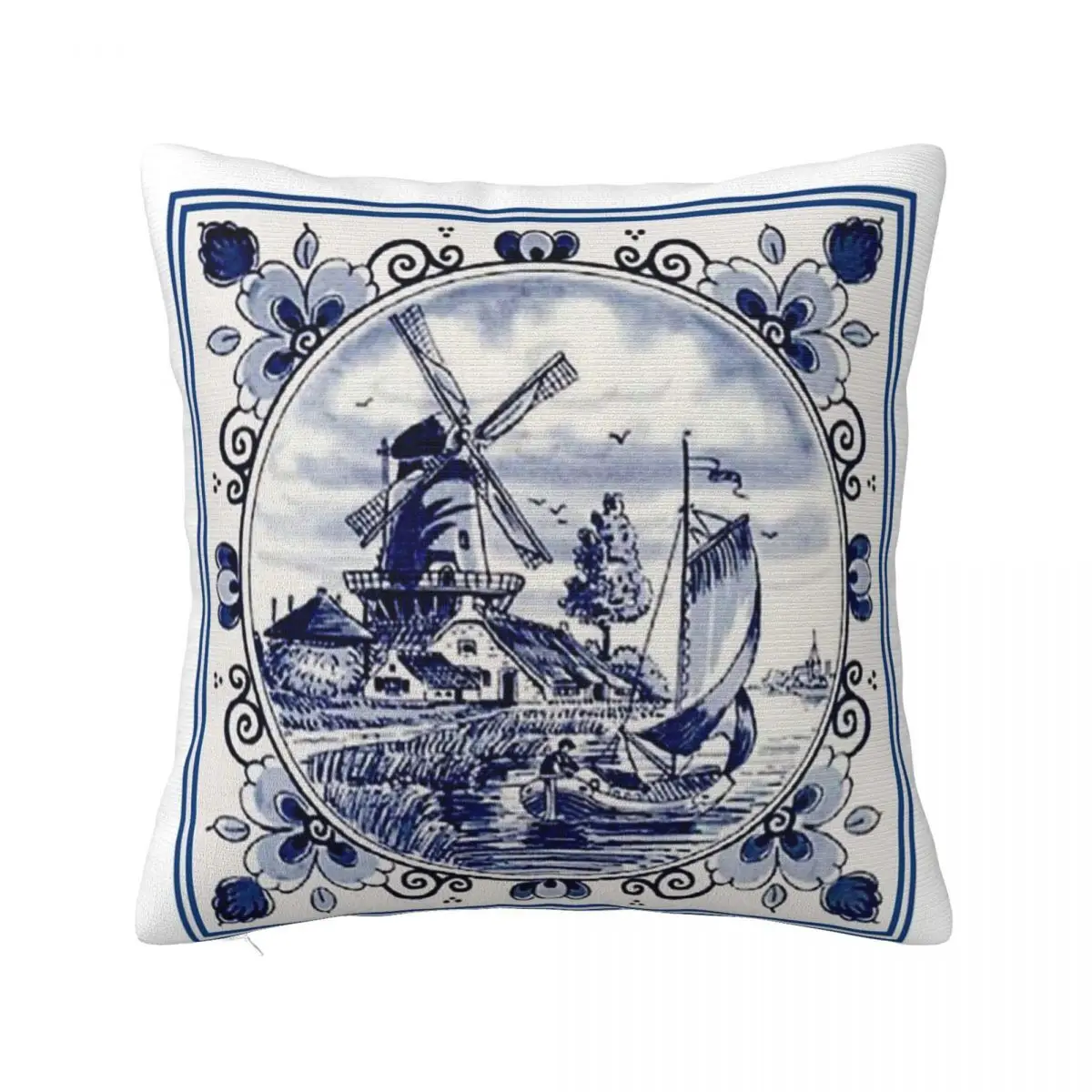 Dutch Blue Delft Vintage Windmill Print Pillowcases Dakimakura Cover Room Decorating Items Pillow Case Pillow Cover