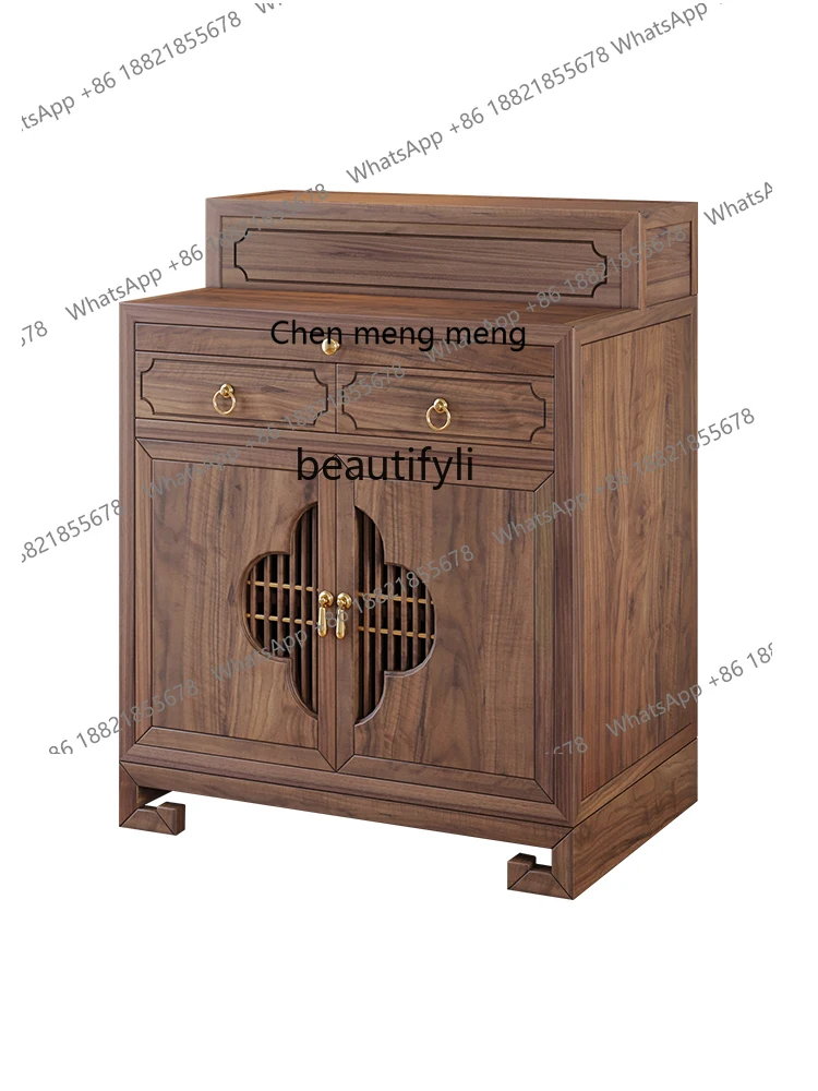 X  Black Walnut Three-Layer Altar Incense Burner Table Household Solid Wood Buddha Table Buddha Hall Ladder Worship Table Buddha