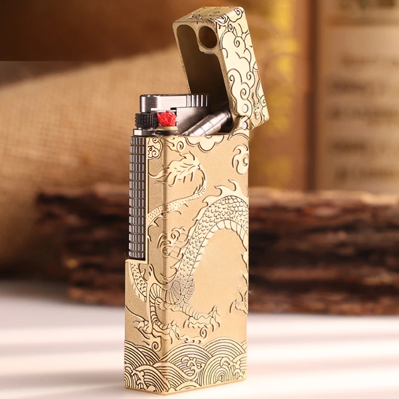 CNC Precision Mechanical Automatic Flip Kerosene Lighter Side Sliding Detachable High-End Premium Copper Titanium Alloy Lighter