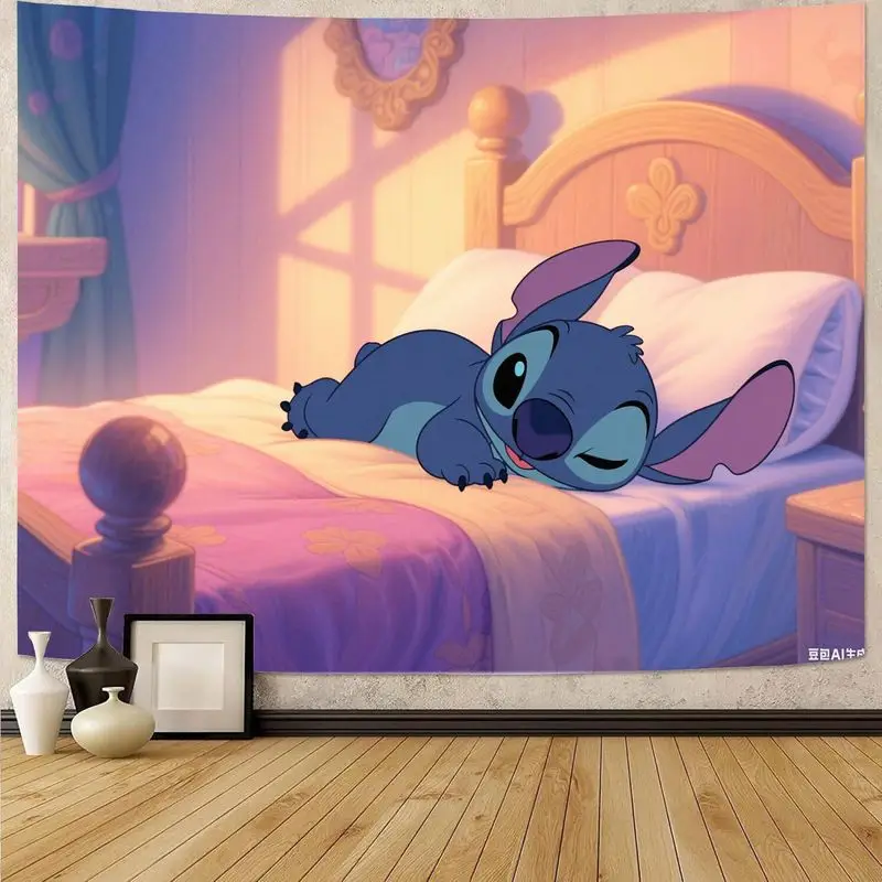 

1PC Disney Stitch Sleeping Cute Tapestry Colorful Wall Art Bedroom Living Room Decor Perfect Gift for Animation Lovers