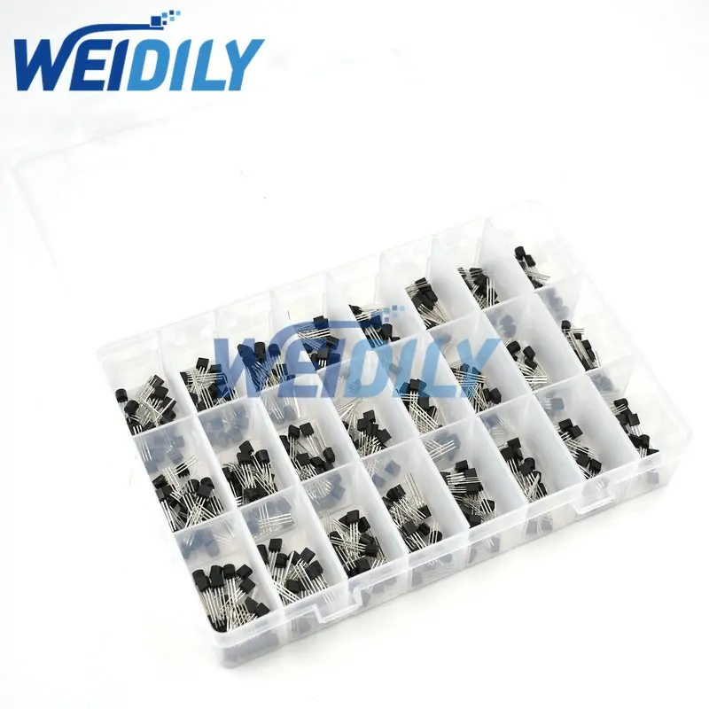 24Values TO-92 Transistor Assortment Assorted Kit Each BC327 BC337 BC517 BC547 BC548 BC549 2N2222 3906 3904 5401 5551 C945 1015