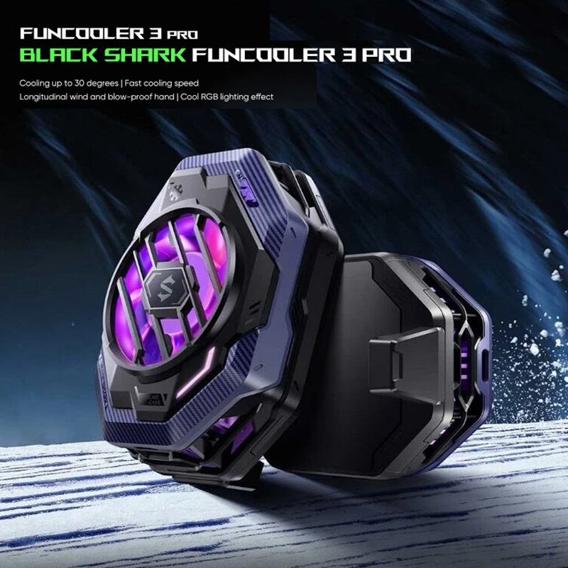 

Black Shark FunCooler 3 Pro, Cellphone Cooling Fan for 2.63-3.46 inches iPhone/Android, Fan Speed Settings RGB Phone Radiator