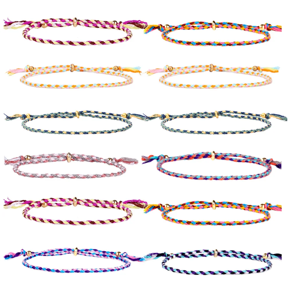 

12 pcs Style Copper Chain Bracelet Bead Bracelet Hand Woven Adjustable Wrist Chain For Women Fashion Jewelry Gift