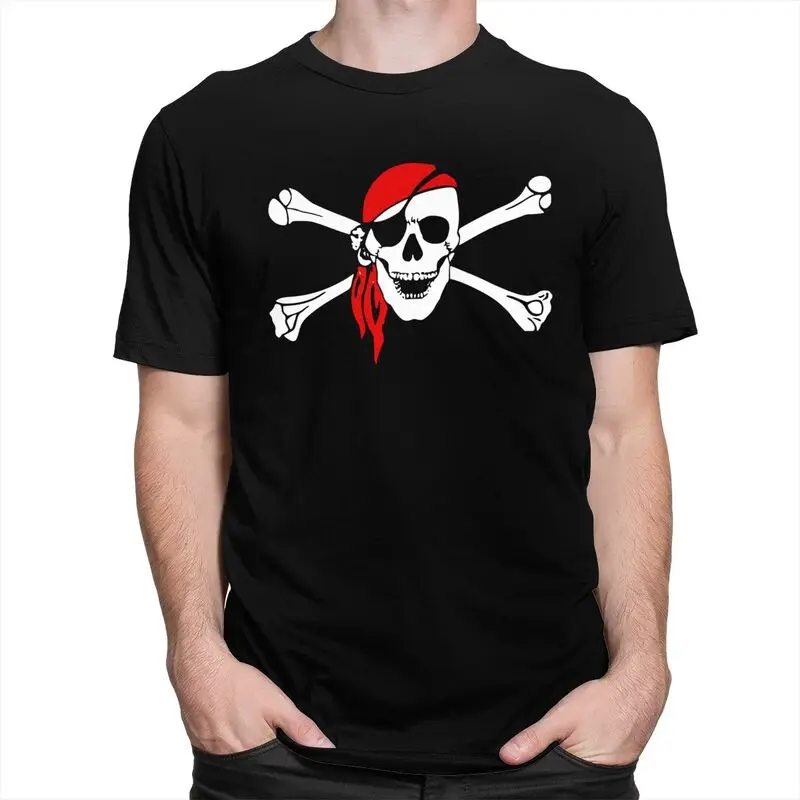 Custom Jolly Roger Skull Cross Bones Pirate Flag T Shirt Men Short Sleeves Pure Cotton T-shirt Tees Fashion Tshirts