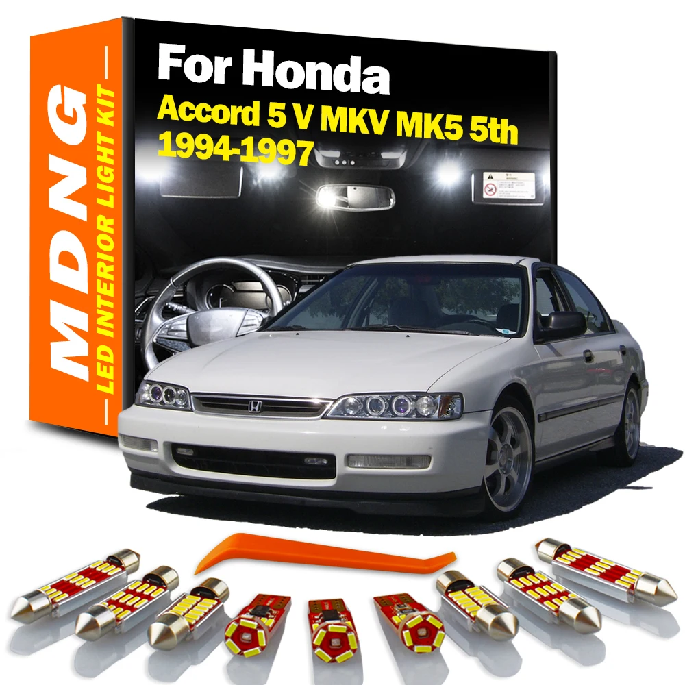 MDNG 13Pcs LED Interior Map Dome Light Kit For Honda Accord 5 V MKV MK5 5th 1994 1995 1996 1997 Indoor Car Lamp Canbus Led Bulbs