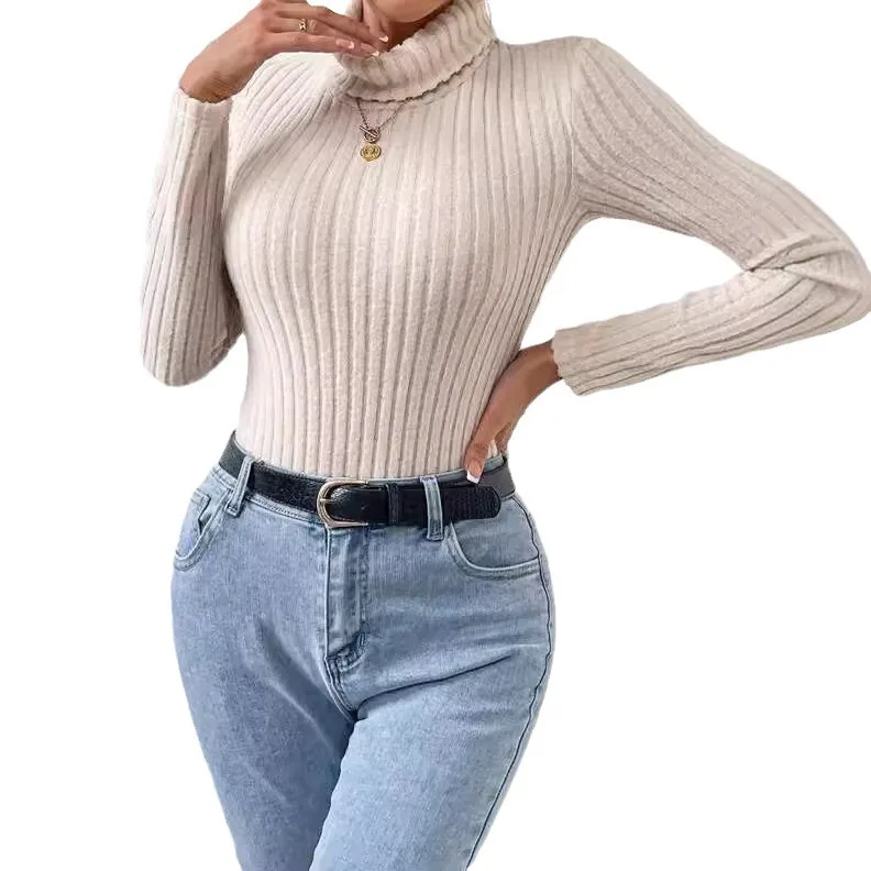 Bodysuits Sexy Women Clothes Solid Color Turtleneck Long Sleeve Knitted Shorts Jumpsuits Rompers Casual Club Streetwear