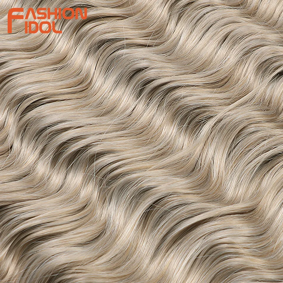 Anna Extensión de Cabello Sintético de 24 Pulgadas, Onda de Agua, Ombre Rubio, Rizo Profundo, Crochet para Mujer 6