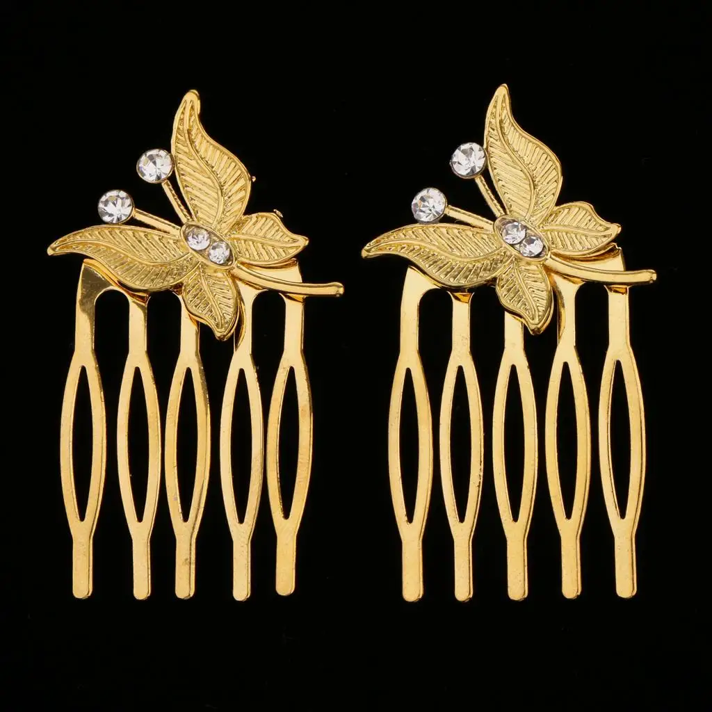 Pack of 2 Bridal Butterfly Rhinestone Hair Comb Hair Accessory