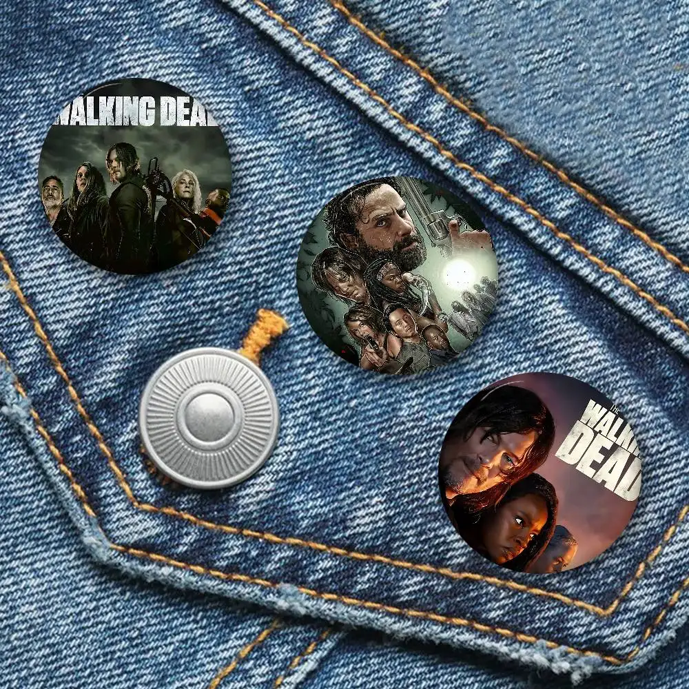 Classic Film The W-walkingS D-dead Tinplate Pin Button Custom Anime Role Old-school Brooch Cartoon Collar Badge Jewelry Gift