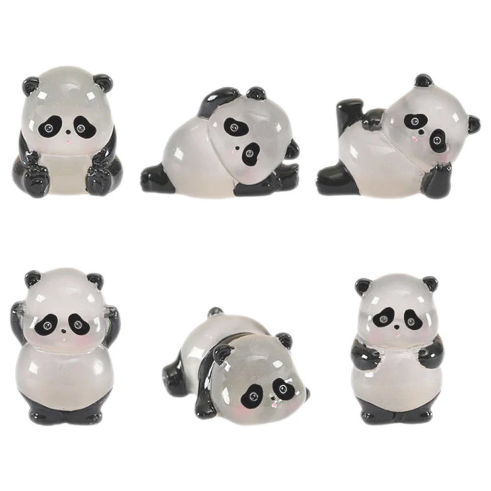 6 Pcs Micro Landscape Panda Decorations Fairy Gardens Pandas Tiny Animal Statues Miniature Adornment Model Ornaments