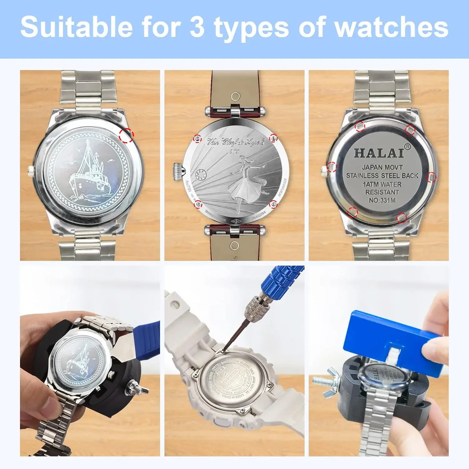 Watch Repair Kit Professional Watch Battery Replacement Tool Watch Back Remover Tools Watch Case Opener Watch Back Remover Holde