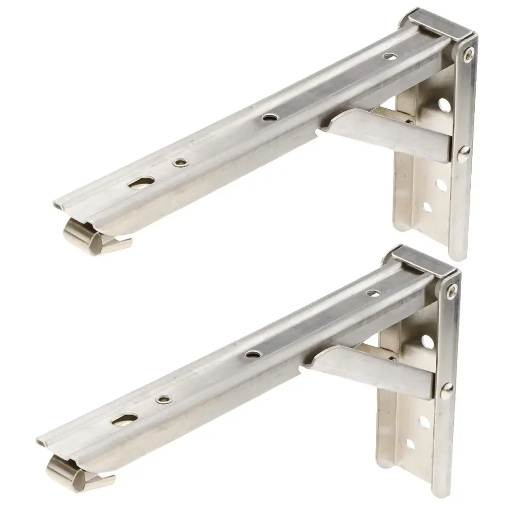 2pcs Folding Shelf Brackets, Stainless Steel Collapsible Shelf Bracket