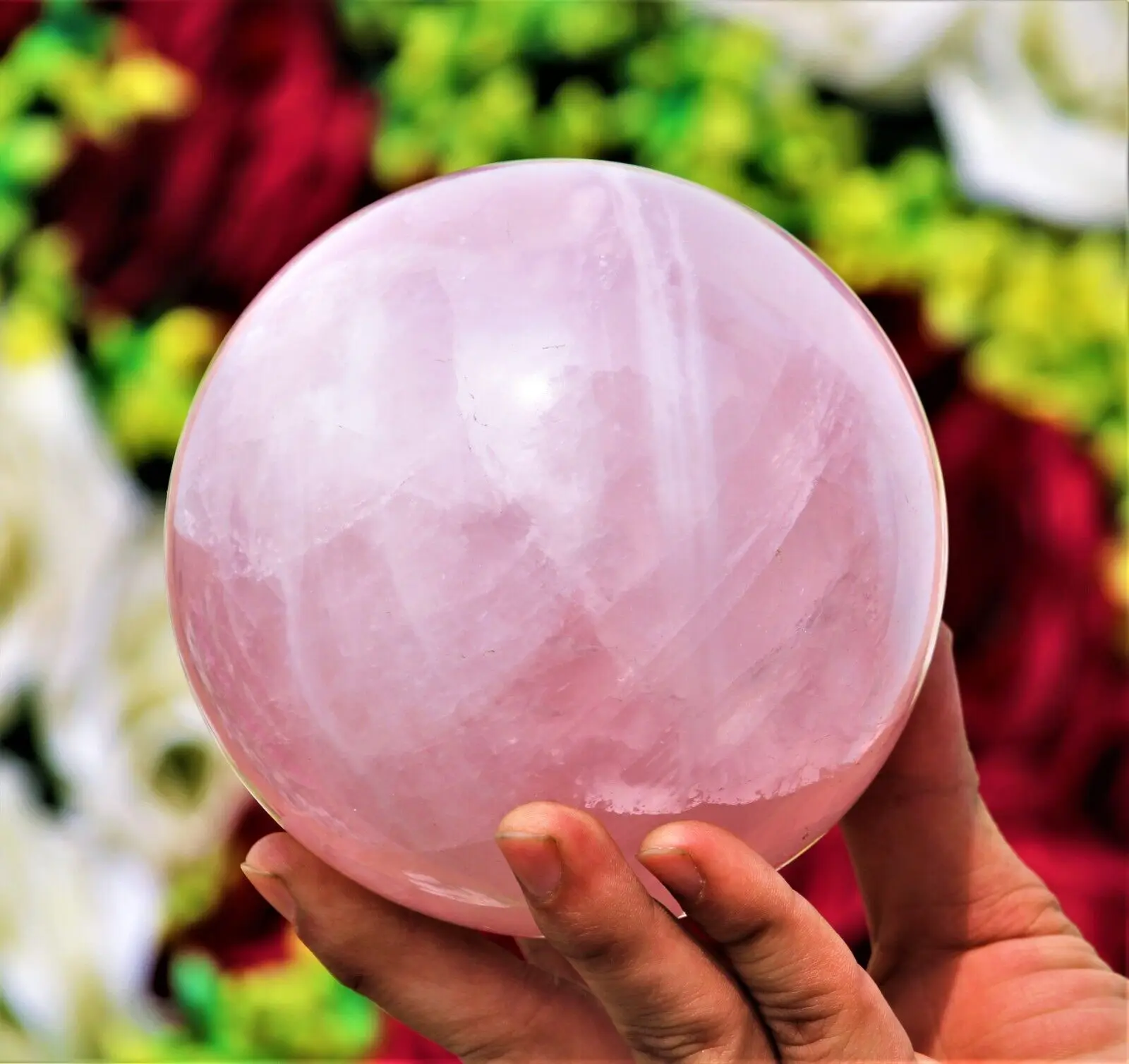 Natural Pink Rose Quartz Sphere Crystal Ball Healing Home Office Demagnetization Decorative Gem Gift