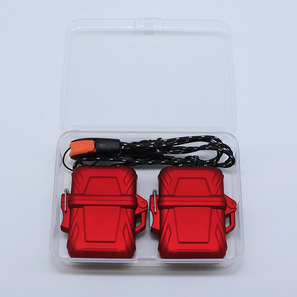 2 قطعة حافظة ولاعة واقية غطاء ولاعة IP56 مقاوم للماء البلاستيك Firestarter مع صافرة الحبل متعددة الوظائف للرجال #5