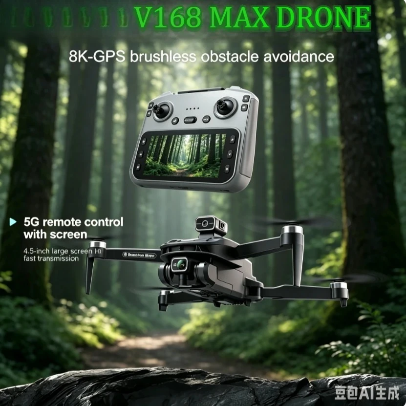 Original V168 MAX Foldable RC Drone 5G GPS Positioning 8K Ultra HD Camera Brushless Motor Obstacle Avoidance Aerial Quadcopter
