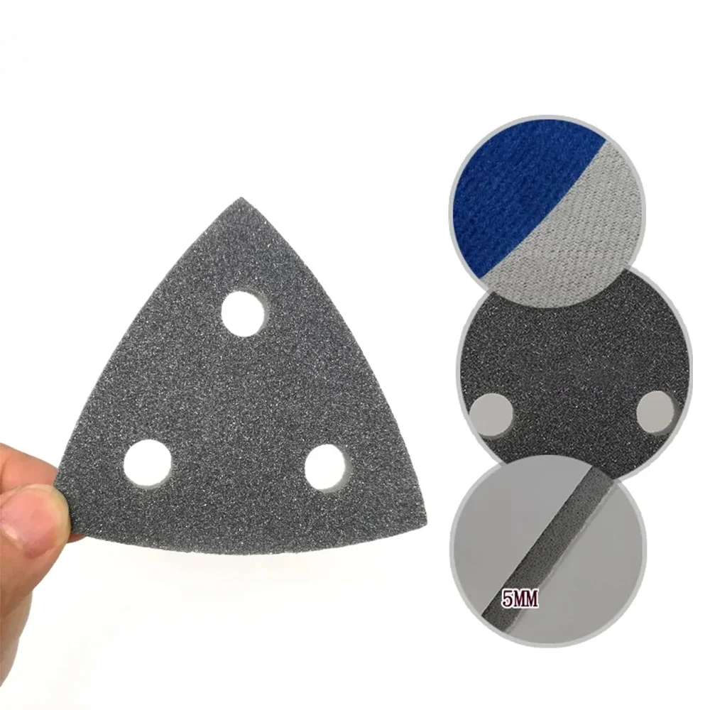 

1-150Pcs 80*80*80mm Back Velvet Sponge Triangular Sandpaper 300-3000 # 3-Hole Plush Disc Polishing Pad Metal Plastic Polishing