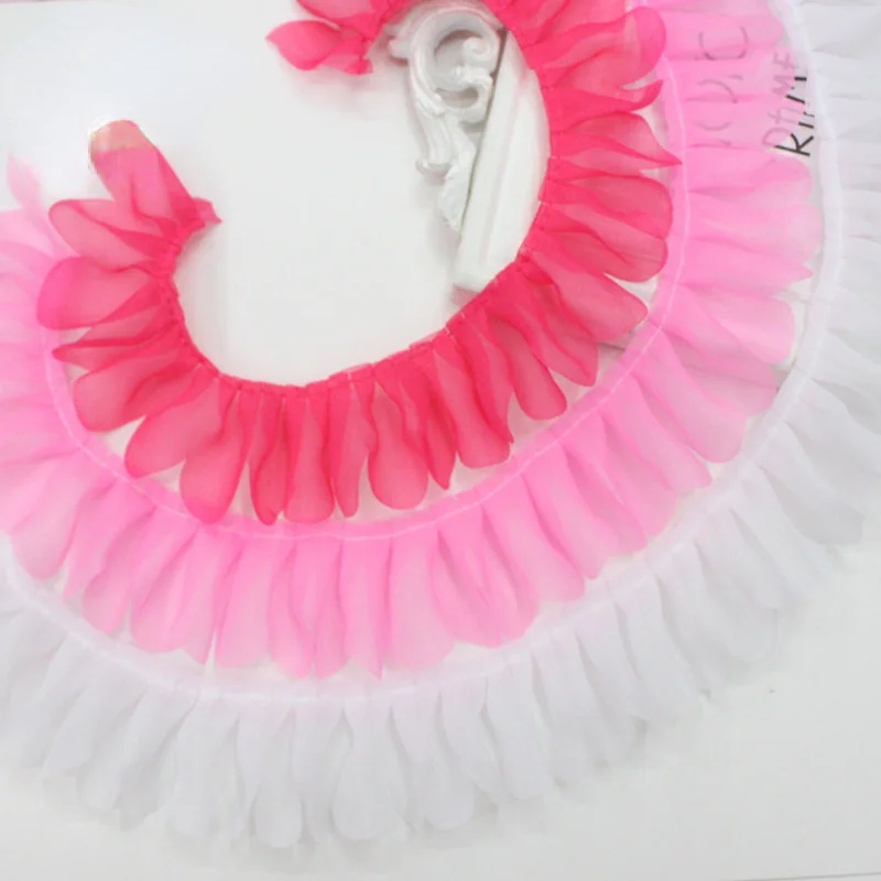 2 Yards 4.5cmThin Elastic Double Fabric Stretchy Folded Lace Trim DIY Dress Headwear Ribbon Accessories