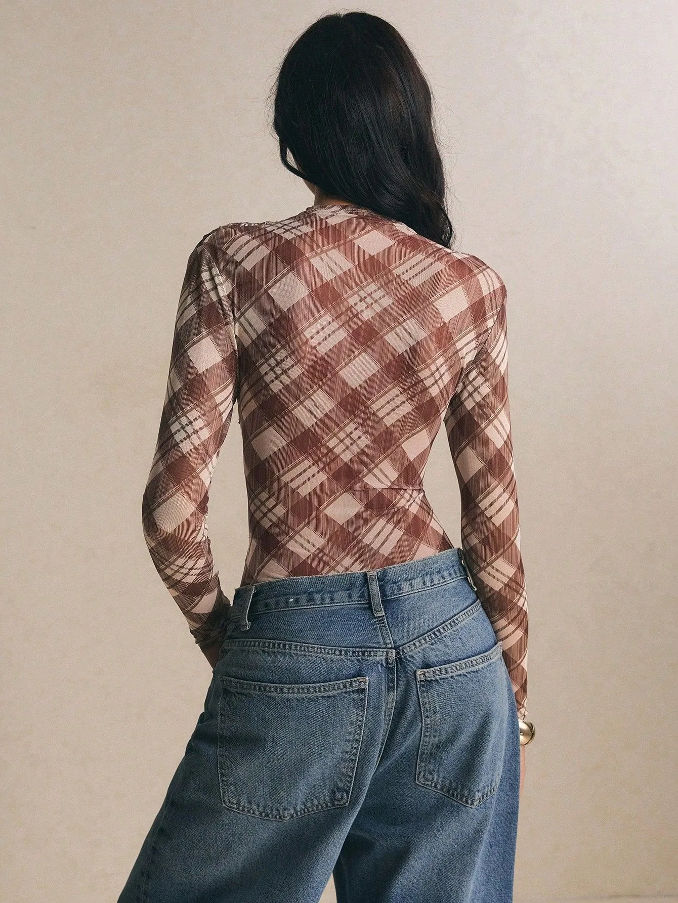 Thin Long Sleeve Top with High Waist Form Fitting Sexy European and American Style Slim Fit Regular Sleeve Autumn Bodysuit Women