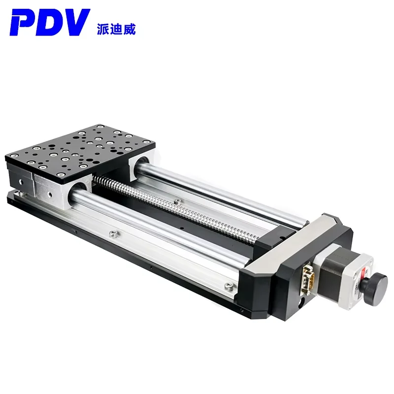 Estágio linear motorizado PT-GD130P, plataforma de tradução elétrica de palco linear de alta precisão, trilho linear de viagem de 50mm-500mm