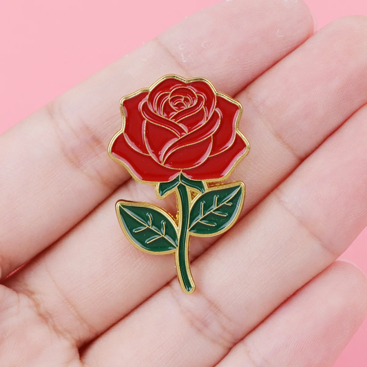 Elegant Red Rose Enamel Pin Vintage Flower Brooch Lapel Pin For Backpack Jeans Bag Romantic Jewelry Gift For Her view 4
