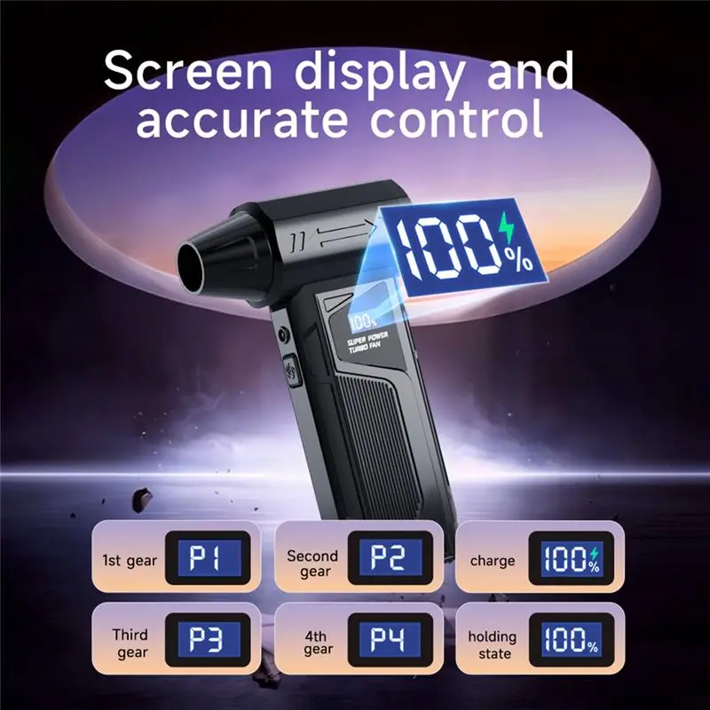 Superior-Car Vacuum Cleaner Wireless Jet Fan 110000RPM Brushless Motor Jet Blower Portable Lighting/Digital Display