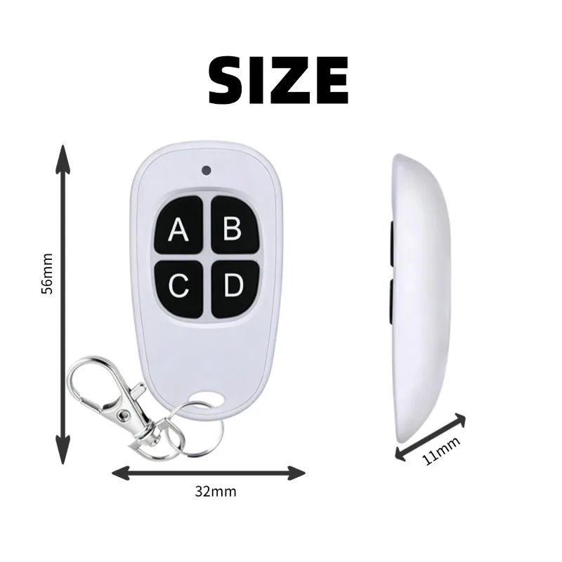 433MHz Universal Remote Control 4-Key Copy Key Opener Garage Door Handheld Transmitter