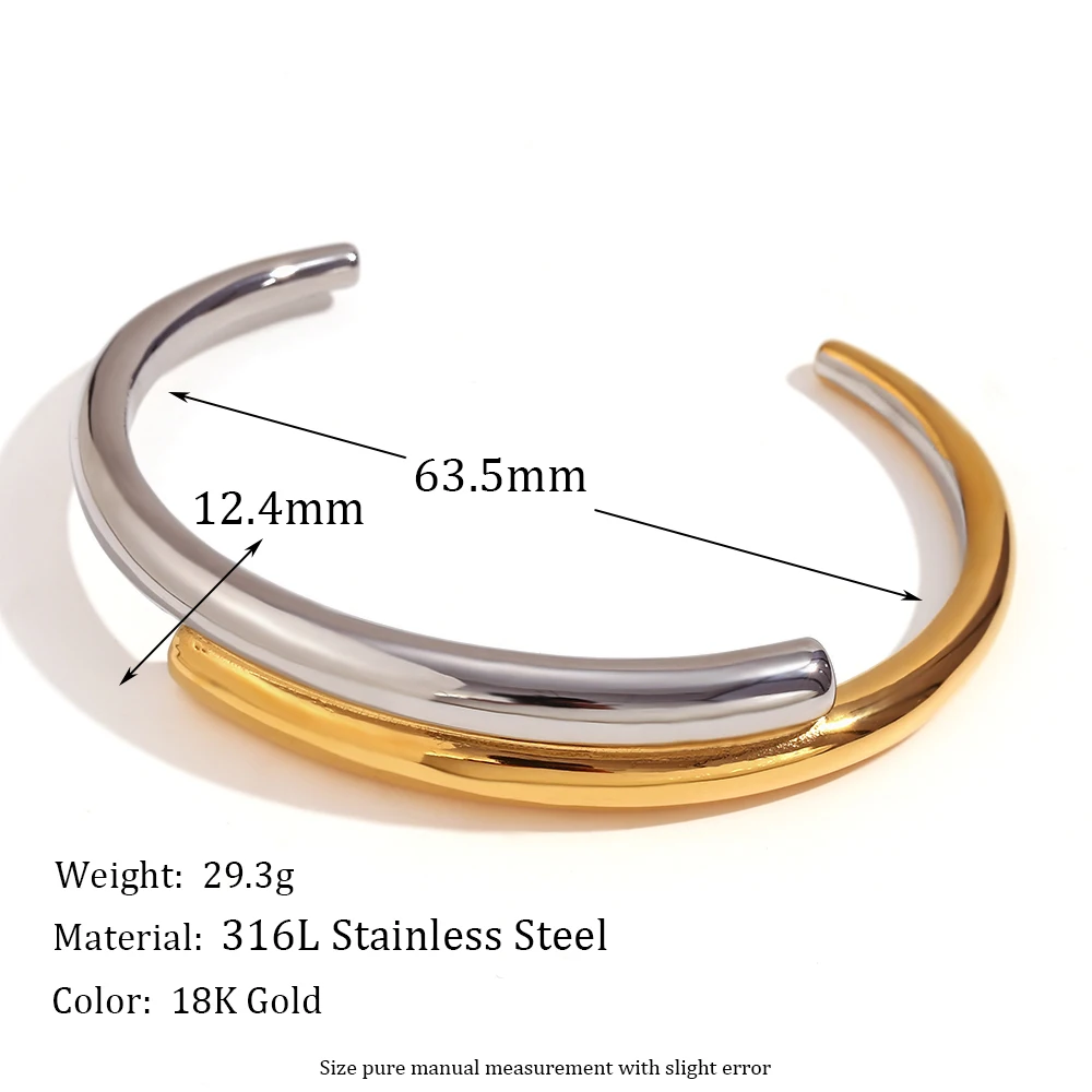 Women's 18K Gold Plated Double Layered Open Bangle Ring