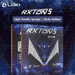 LOKI RXTON 5 goma de tenis de mesa de alta elasticidad, puntas de goma de Ping Pong rojas adhesivas en esponja de alta densidad, goma de Pingpong negra