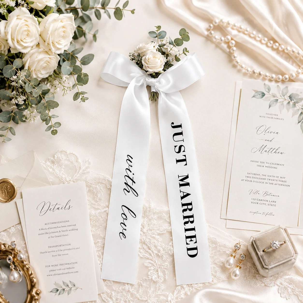 Car Accessories Walmart - Personalisierte Hochzeitsauto-Dekoration Schleife mit individuellem Text