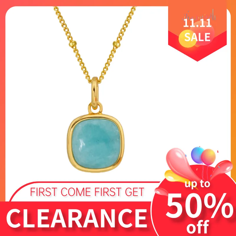 

GEEZENCA Натуральный амазонит, стерлинговое серебро 925 пробы, позолоченное ожерелье с подвеской, распродажа, ограниченный запас, первый приход, первый